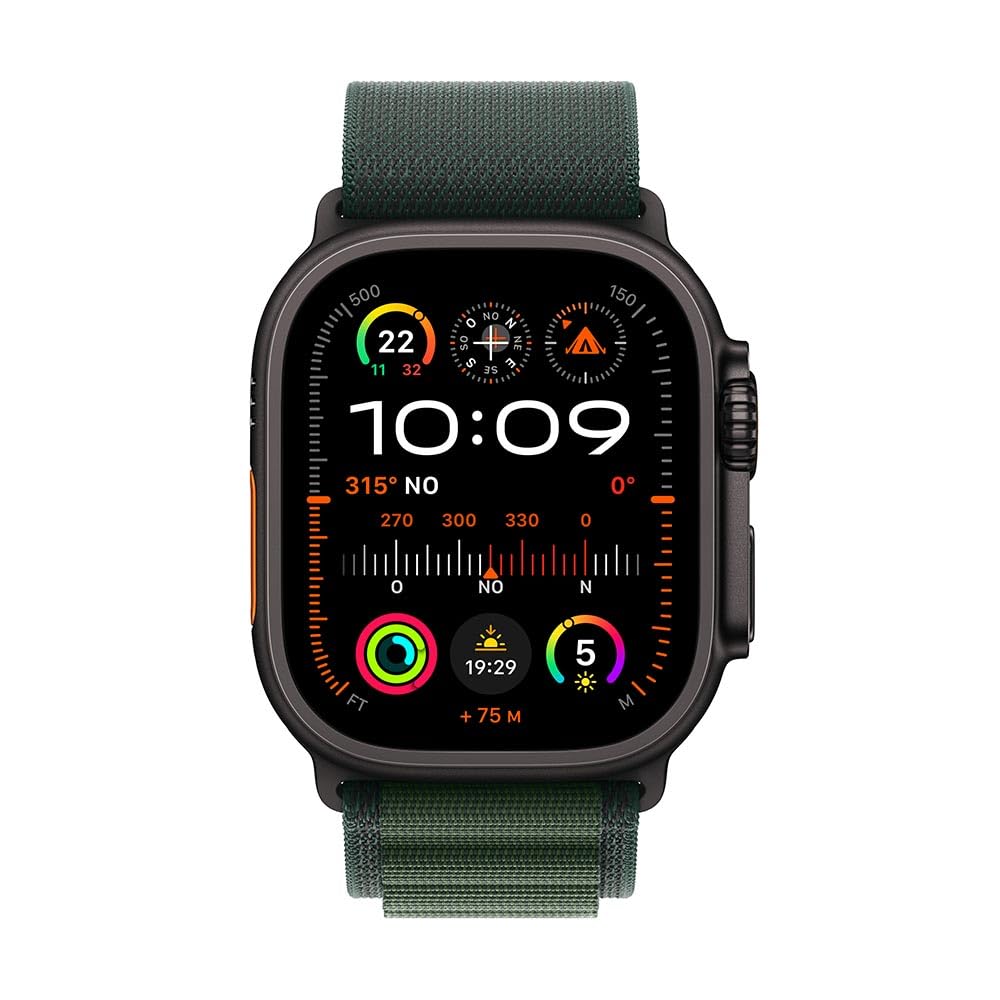 Apple Watch Ultra 2 GPS + Cellular • Caja de Titanio Negro de 49 mm • Correa Alpine Verde Oscuro - Mediana 