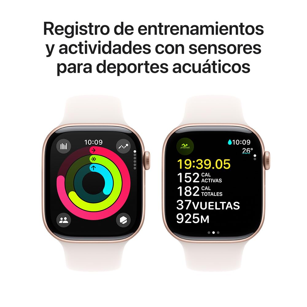 Apple Watch Series 10 GPS • Caja de Aluminio Negro Azabache de 42 mm • Correa Deportiva Negra - S/M 