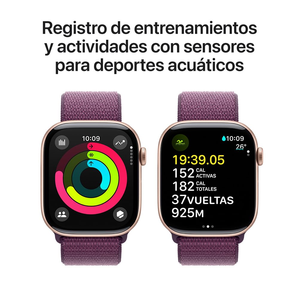 Apple Watch Series 10 GPS • Caja de Aluminio Negro Azabache de 42 mm • Correa Deportiva Negra - S/M 