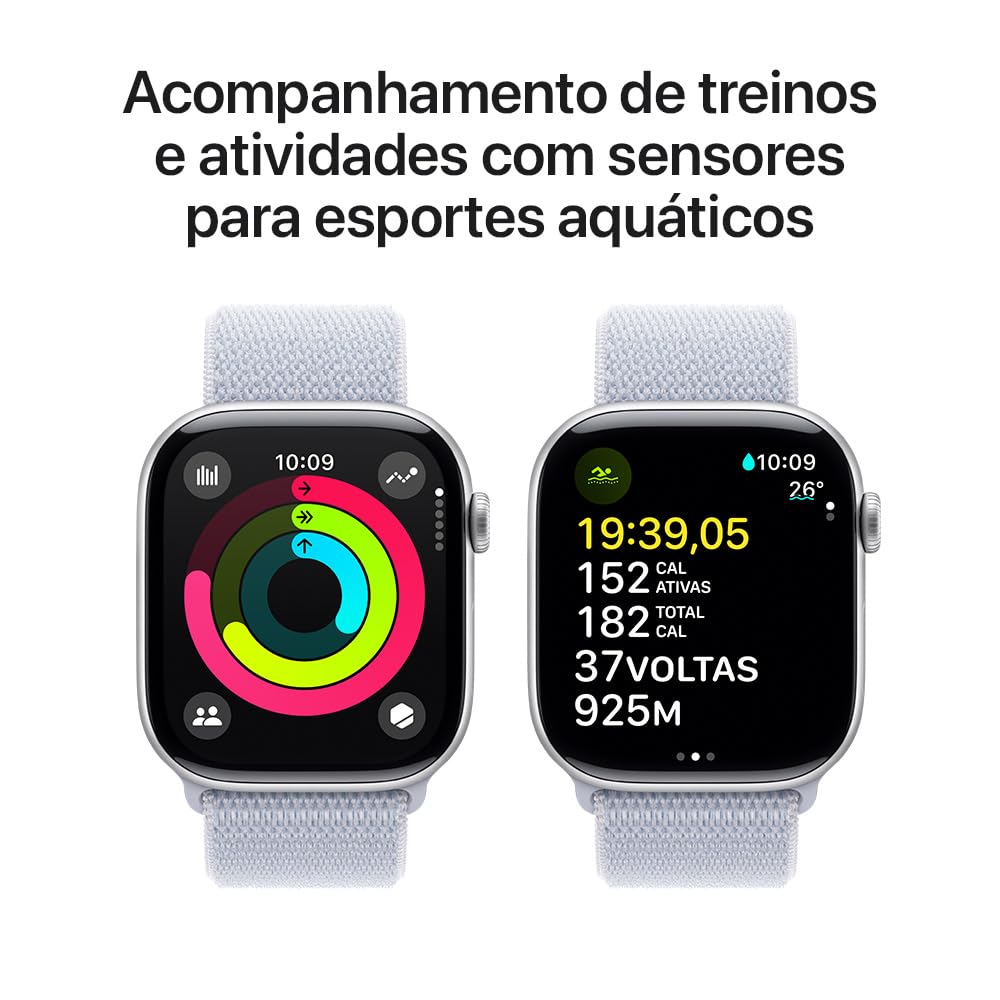 Apple Watch Series 10 GPS • Caja de Aluminio Negro Azabache de 42 mm • Correa Deportiva Negra - S/M 