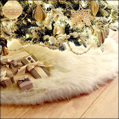 Pure white plush Christmas tree skirt Christmas plush tree skirt 78cm 90cm 122cm Christmas tree decoration tree