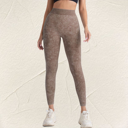 Pantalones de yoga sin costuras con cintura alta elástica para mujer con realce de cadera Peach