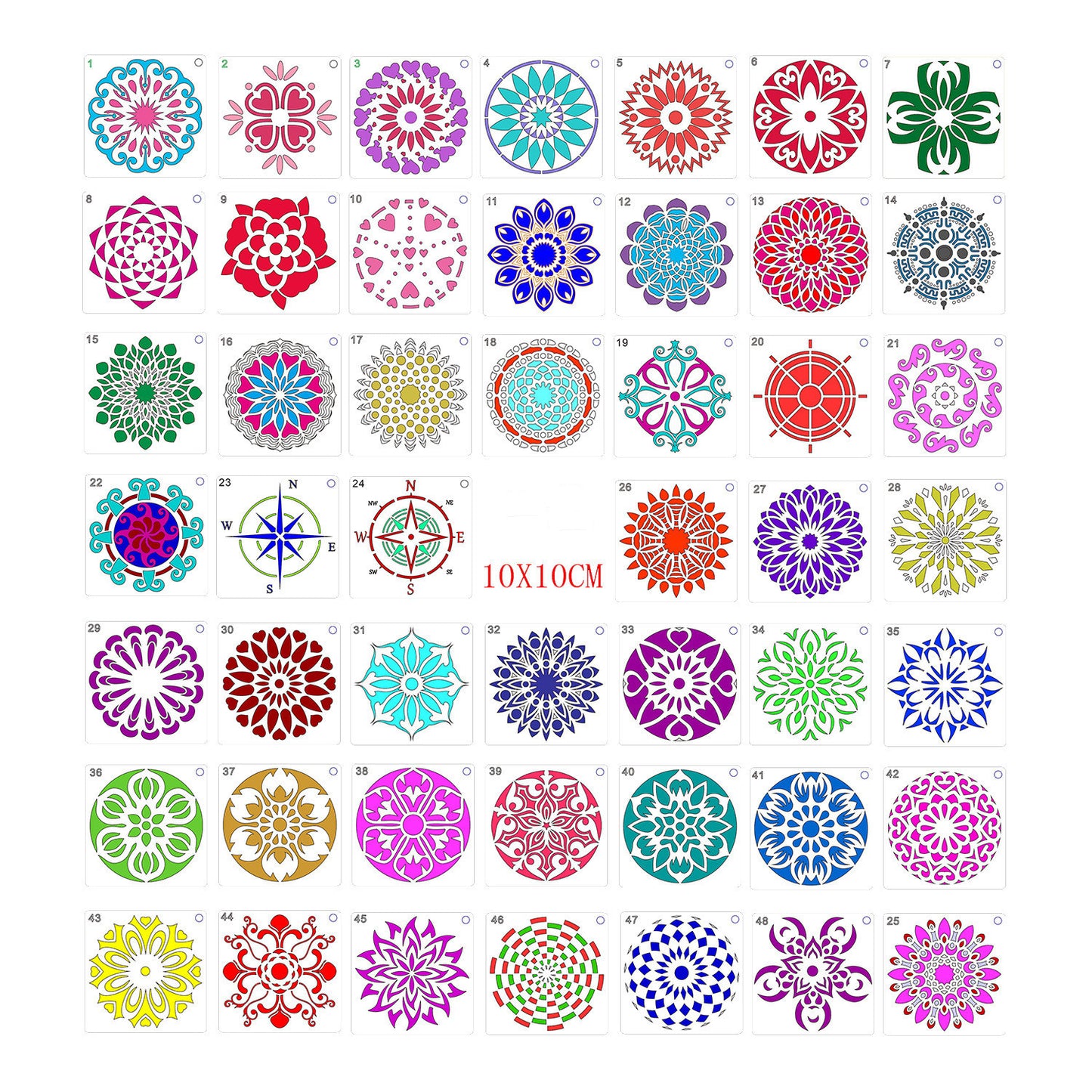 48 Mandala Auxiliary Painting Templates Stone Color Painting Creative DIY Handmade Templates