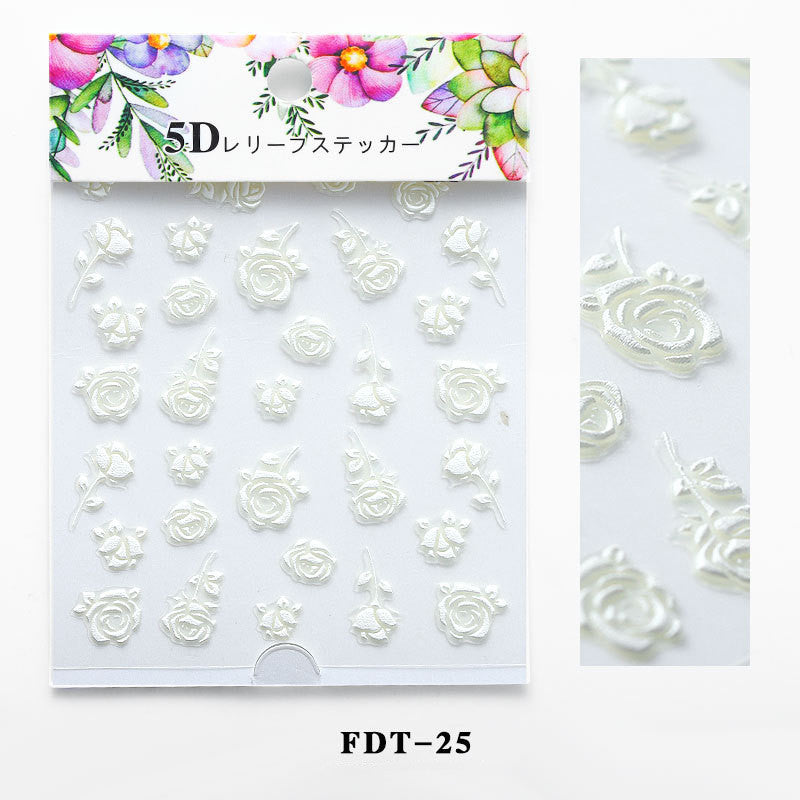 Flower series relief nail stickers