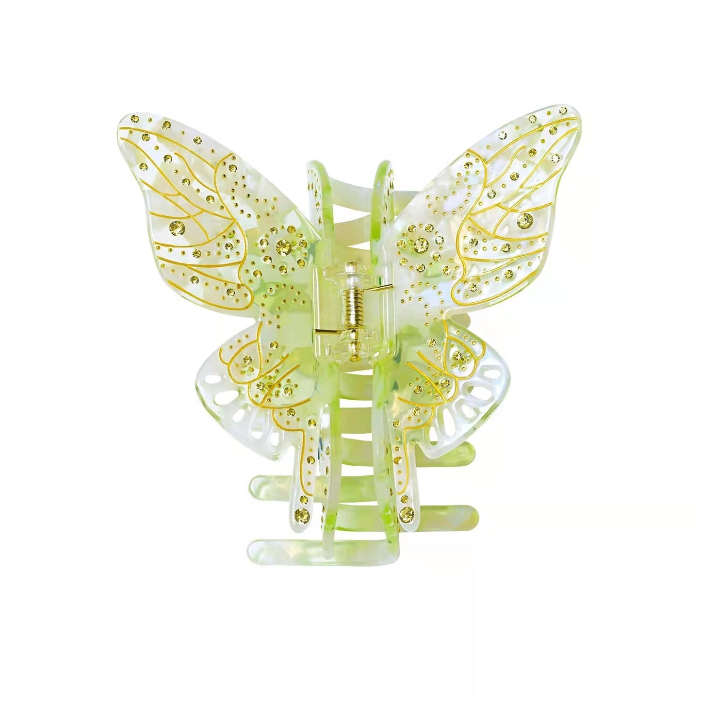 Oversized Light Luxury Glass Butterfly Hair Claw Headdress