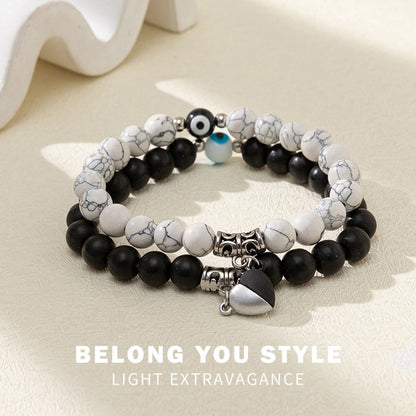 Pulsera de piedra con diseño de mal de ojo personalizada, ideal para parejas de hombres y mujeres