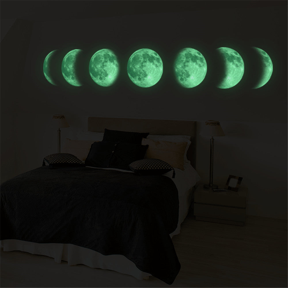 Pegatinas de pared con mapa de luna luminosa que cambian de mapa