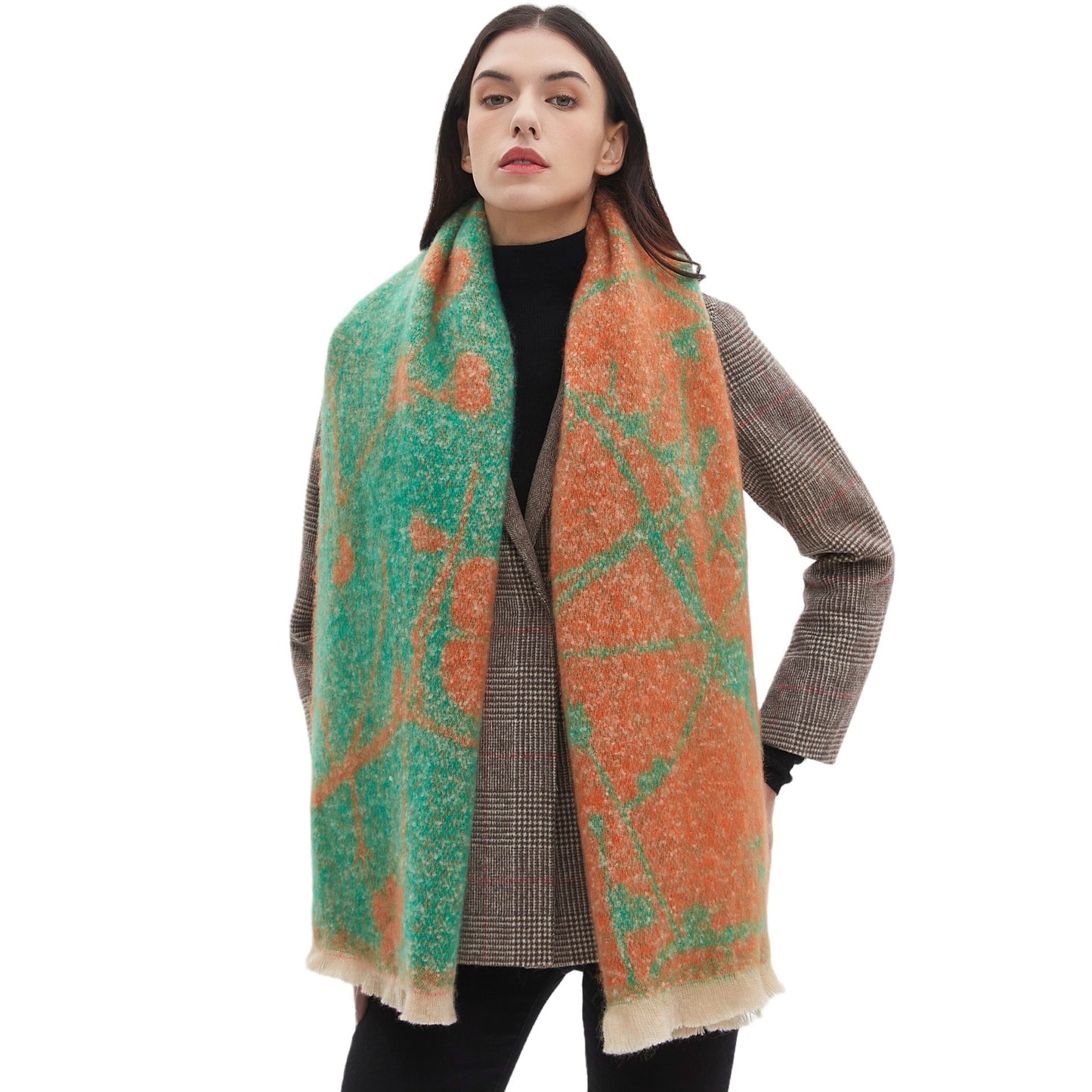 Bufanda de jacquard con flores tipo chal para mujer