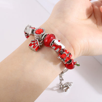 Pulsera navideña con cuentas y agujeros grandes