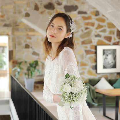 Diadema tejida a mano con diamantes de imitación para vestido de novia