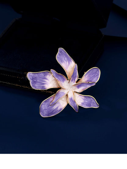 Broche de flor morada, elegante alfiler, accesorio para ropa