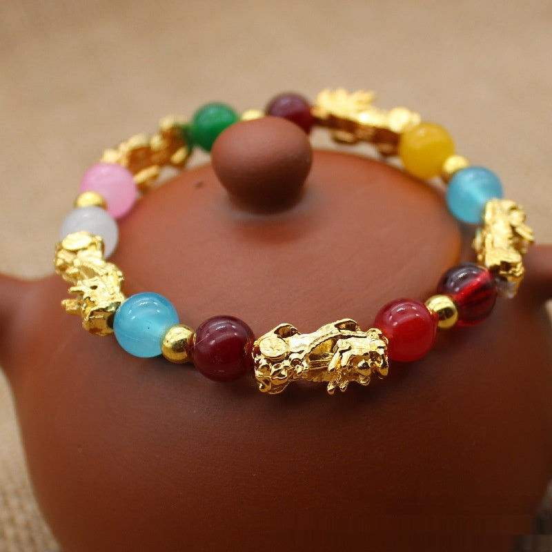 Pulsera Picchu bañada en oro de 8 mm Pulsera personalizada para mujer