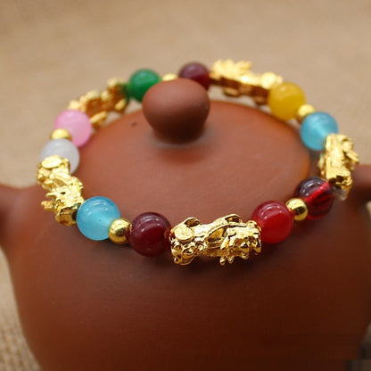 Pulsera Picchu bañada en oro de 8 mm Pulsera personalizada para mujer