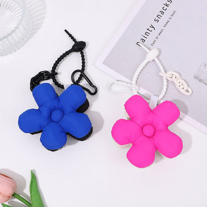 Ins Women's Cute Flowers Double-sided Color Matching Fabric Flower Bends And Hitches Keychain