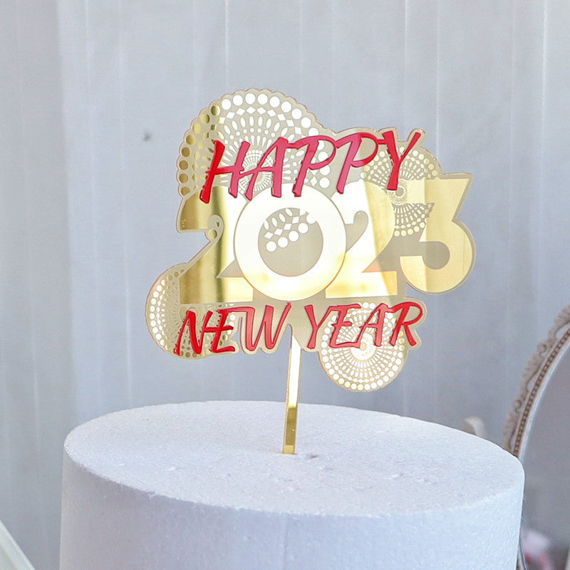 Acrylic New Year Cake Decoration Happy New Year Party Plugin