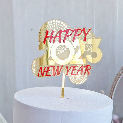 Acrylic New Year Cake Decoration Happy New Year Party Plugin