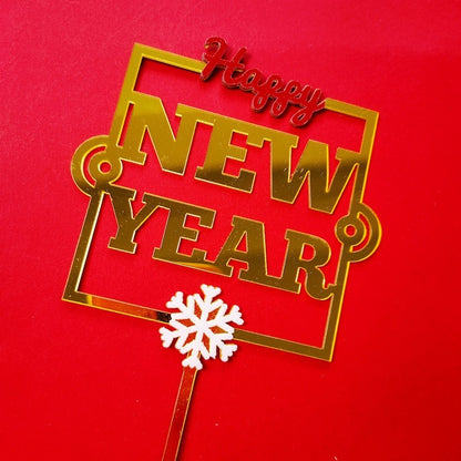 Double-layer Snowflake Happy New Year Acrylic Cake Insert Plate Dessert Table Decoration