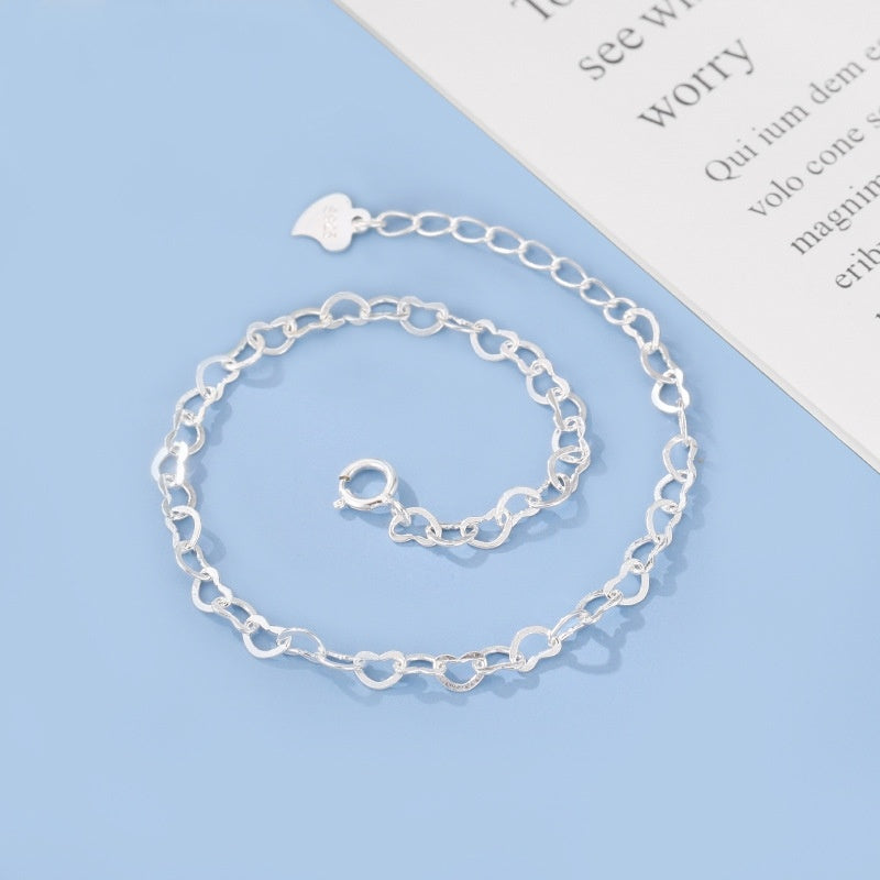 Pulsera de corazón de plata S925 con temperamento sencillo en forma de corazón