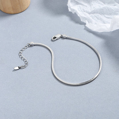 Pulsera de cadena con huesos de serpiente cuadrados de plata de ley 925 para mujer