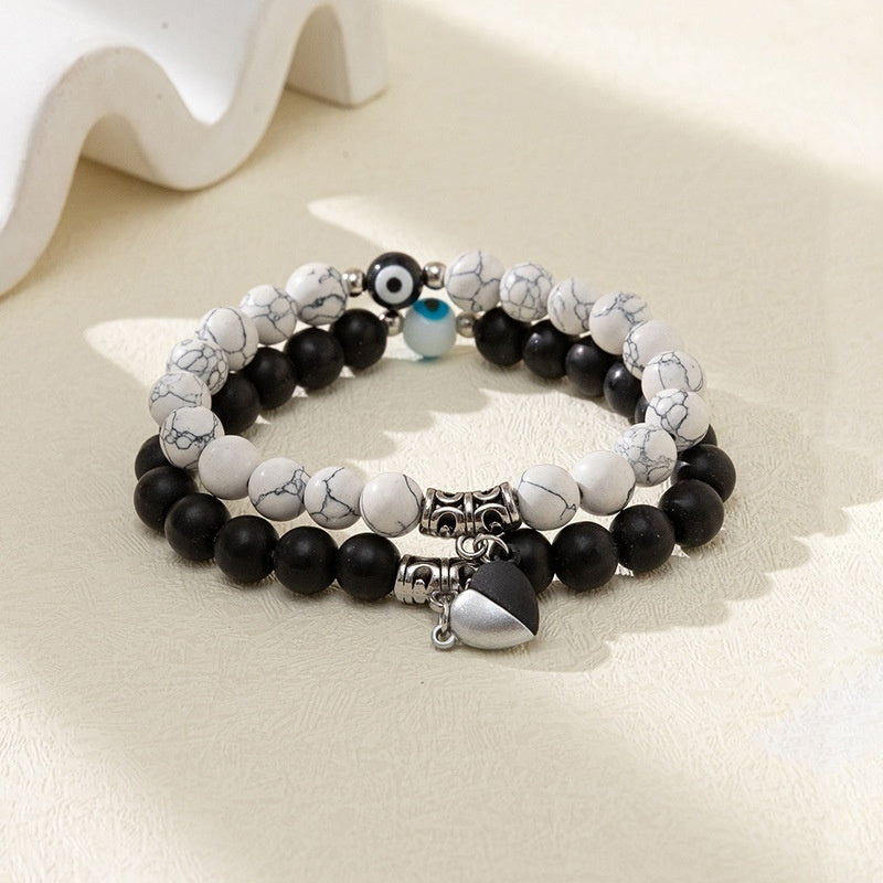 Pulsera de piedra con diseño de mal de ojo personalizada, ideal para parejas de hombres y mujeres