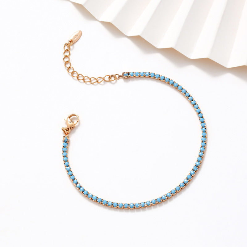 Copper Inlaid Blue Artificial Gemstone Simple Bracelet