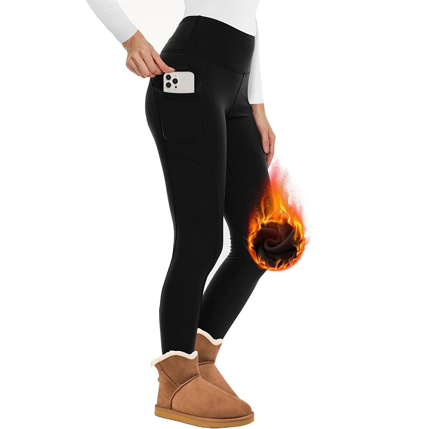 Leggings ajustados de cintura alta con relleno de terciopelo para mujer, pantalones de yoga deportivos con realce de cadera