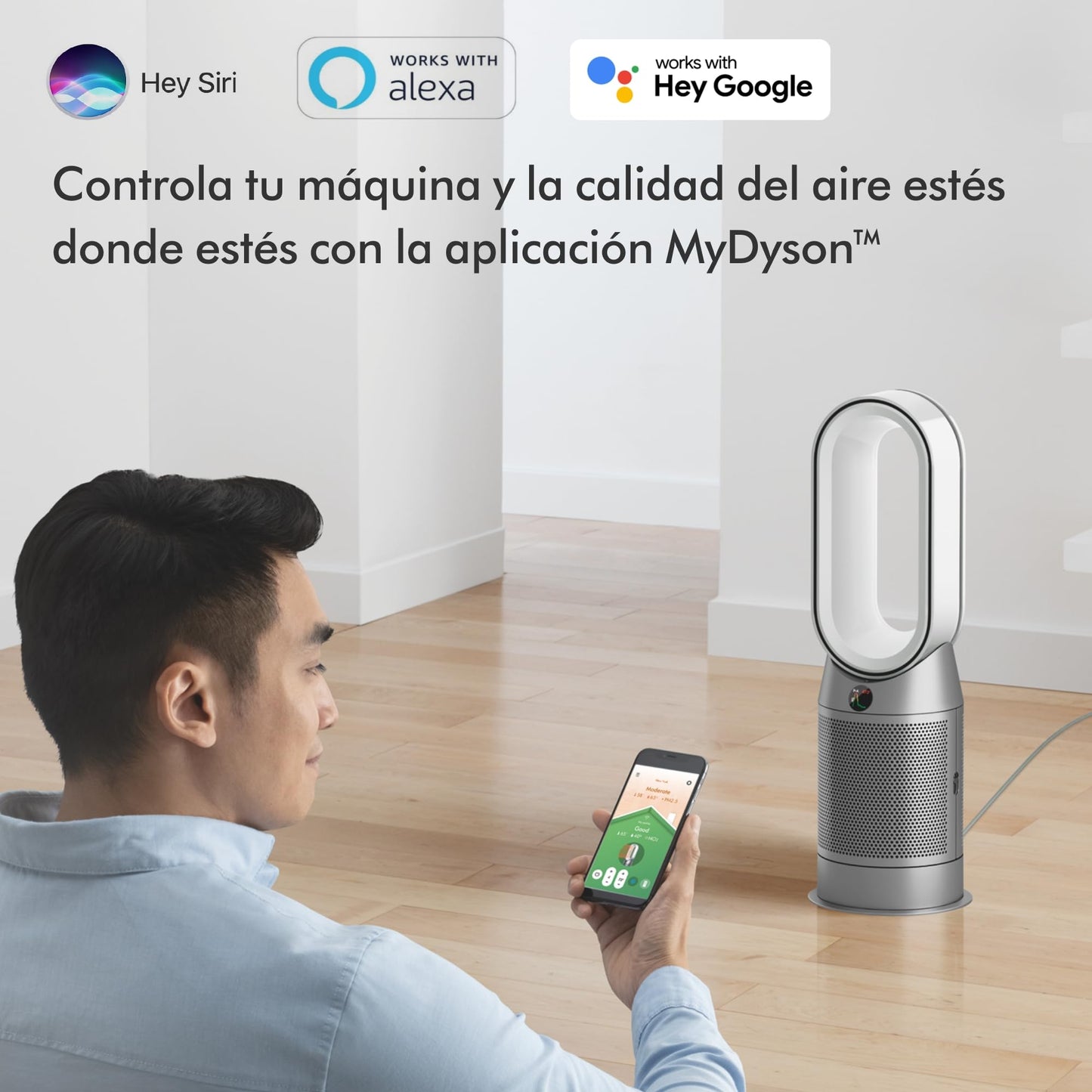 Dyson Purificador Hot + Cool HP07, Calentador + Ventilador, Blanco/Plata, 374692-01