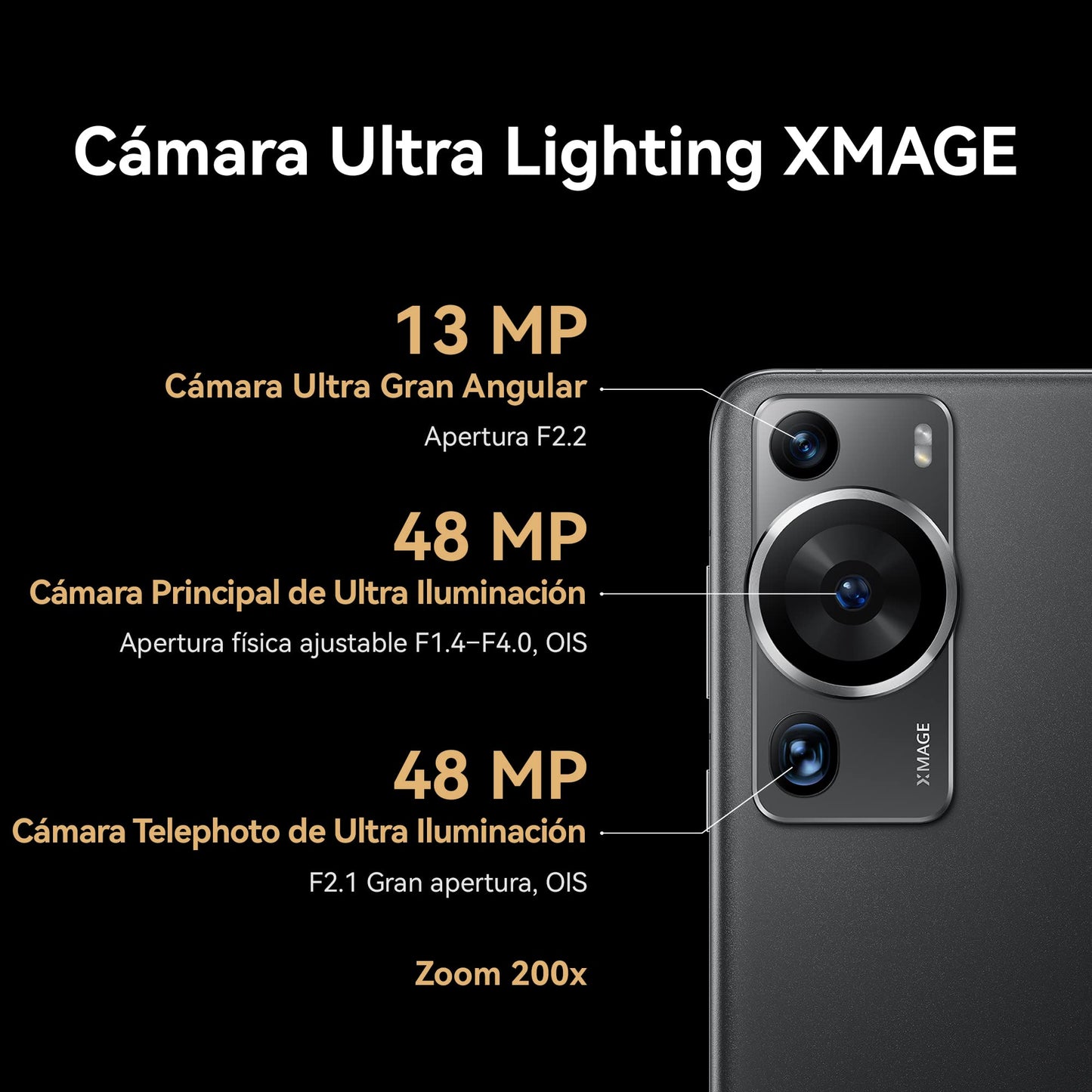 HUAWEI P60 Pro 8+256, Cámara de Ultra Iluminación con Apertura Ajustable, IP68, 88W, Negro 