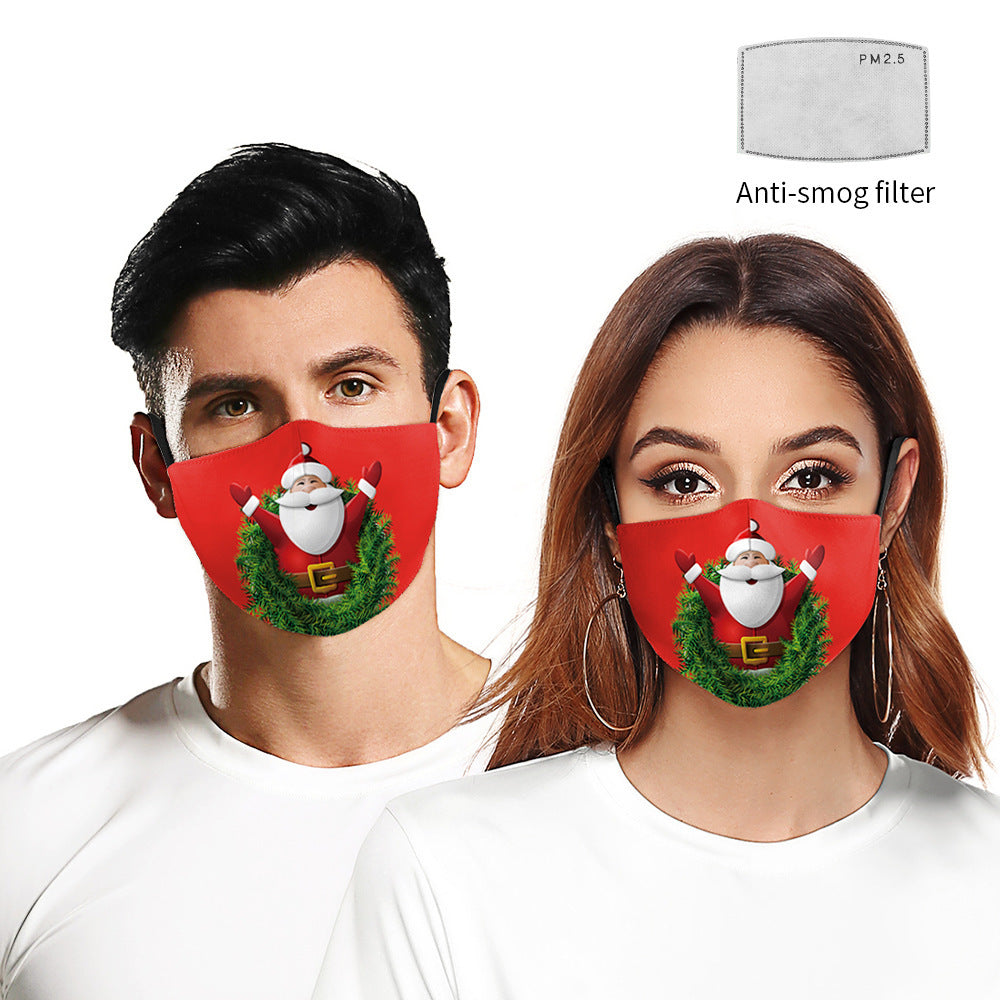 Mascarilla antipolvo de doble capa con estampado navideño de una sola esquina