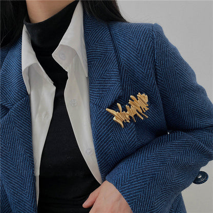 Broche de ramillete dorado asiático retro para mujer