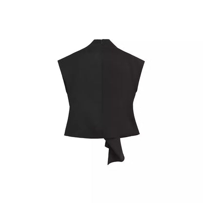 Blusa peplum con cuello alto informal de moda francesa