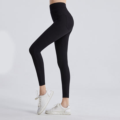 Pantalones de yoga adelgazantes de cintura alta color melocotón para uso exterior, pantalones para correr y hacer ejercicio