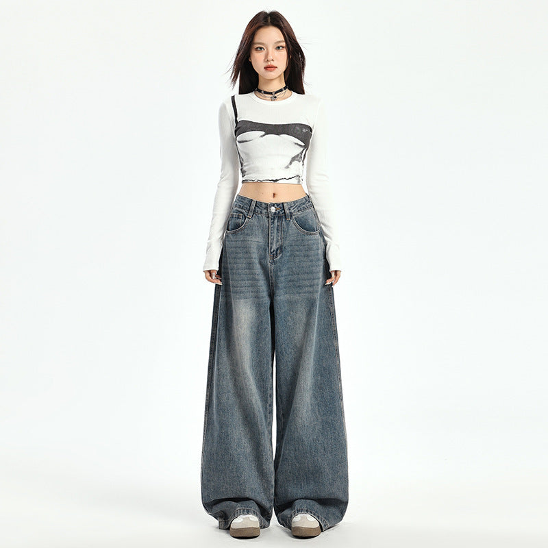 Women's American-style Retro Loose Wide-leg Pants