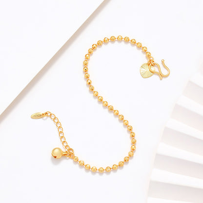 Copper Alloy Electroplated Real Gold Frosted Carven Design Geometric Beads Bracelet