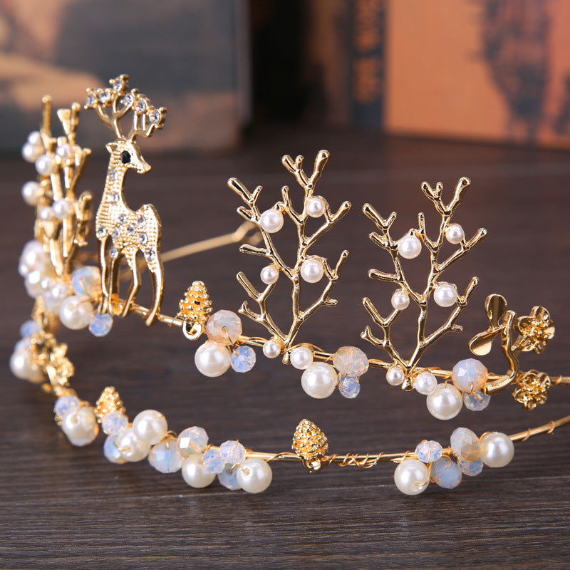 Accesorios de boda con forma de animal dorado y corona de cervatillo