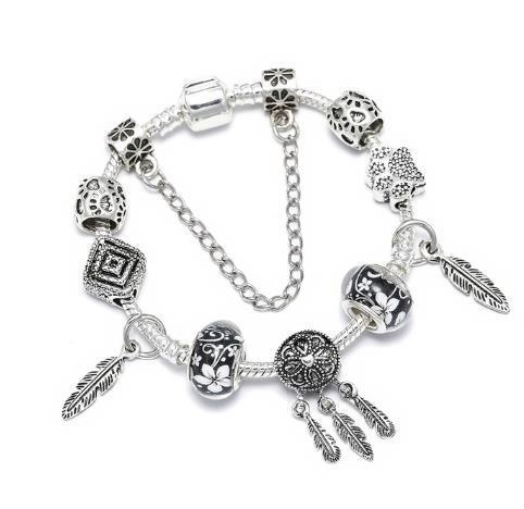 Silver Dream Catcher DIY Crystal Love Heart Cat's Paw Beaded Bracelet