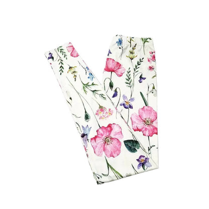 Leggings casuales ajustados con cintura elástica y estampado de flores para levantar la cadera