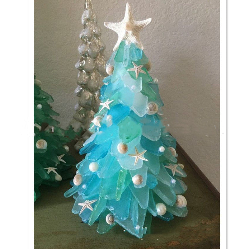 Decoración navideña DIY Árbol de Navidad azul Cristal Decoración creativa y única