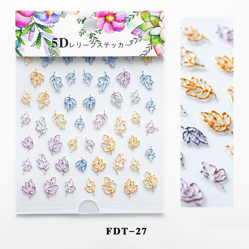 Flower series relief nail stickers