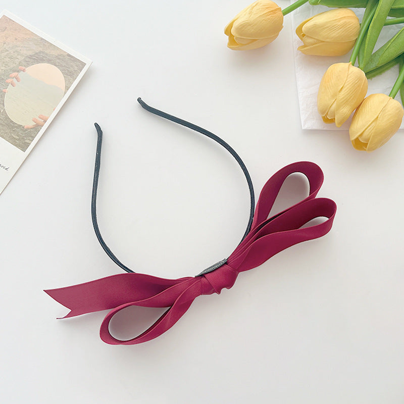 Simple High-grade French Satin Bow Headband For Women