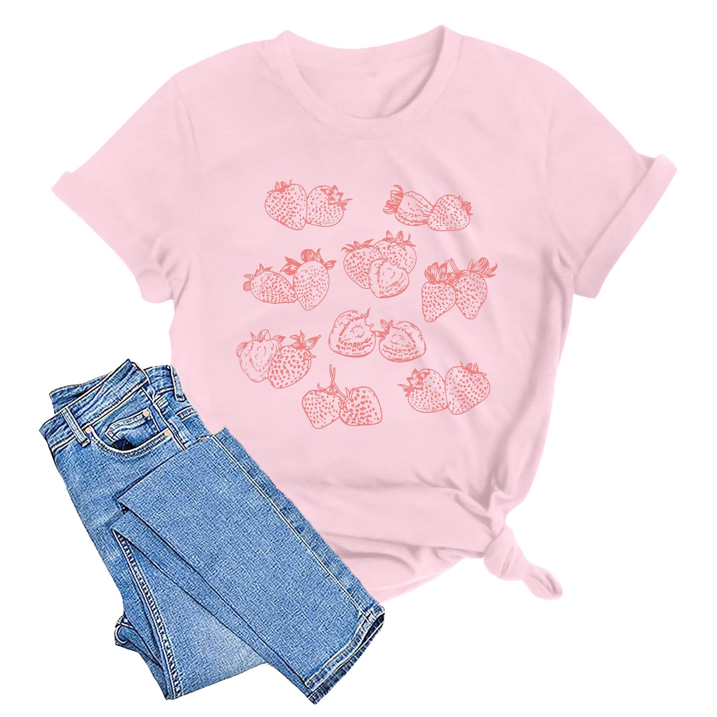 Spring And Summer Women's Printed Cotton T-shirt