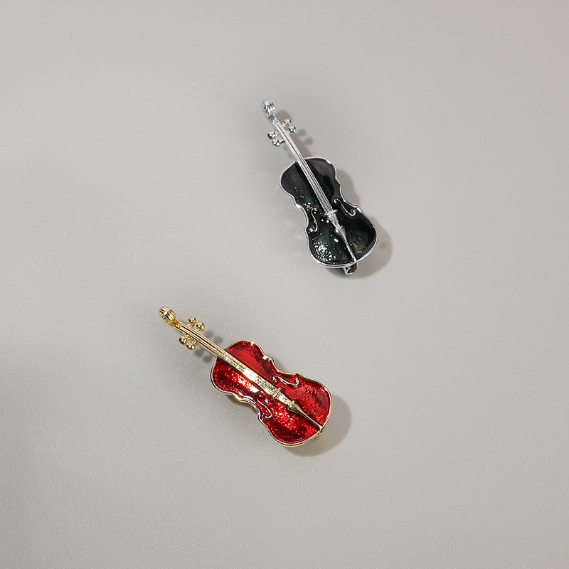 Light Luxury Cold Style Violin Brooch Pin