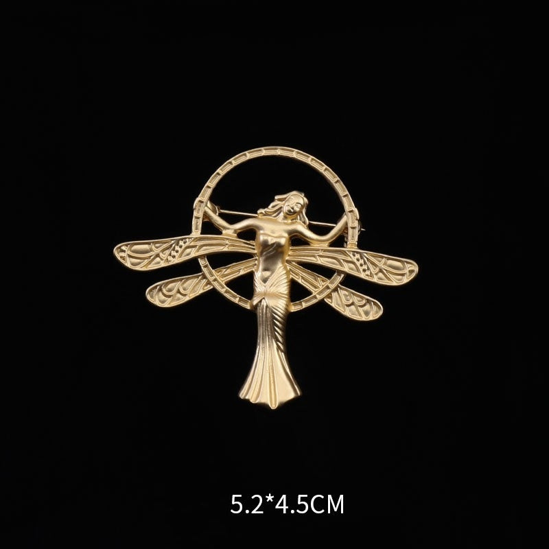 Beautiful Soul Retro Matte Gold Angel Brooch