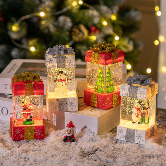 Decoraciones navideñas Bola de cristal Caja de regalo navideña Luces