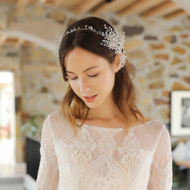 Diadema tejida a mano con diamantes de imitación para vestido de novia