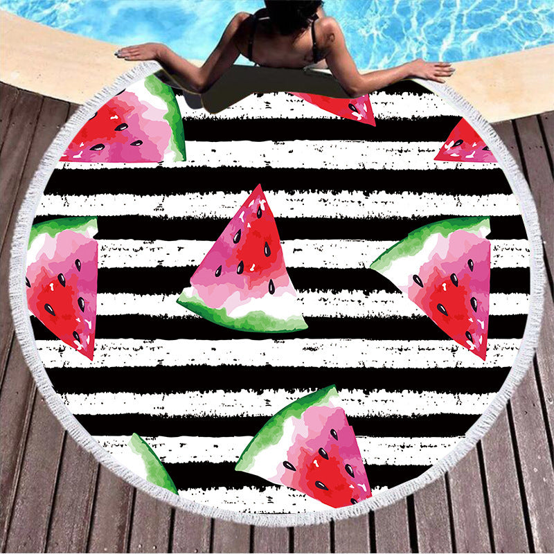 Summer round printed beach towel