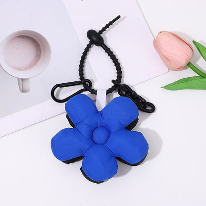 Ins Women's Cute Flowers Double-sided Color Matching Fabric Flower Bends And Hitches Keychain