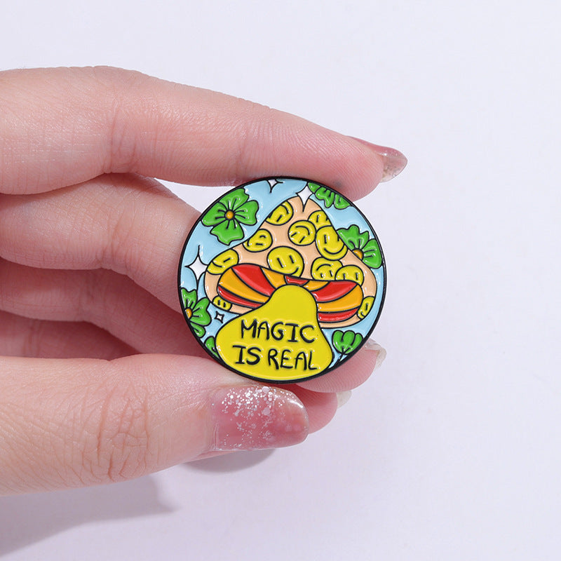 Cartoon Round Secret Garden Cute Mushroom Flower Brooch