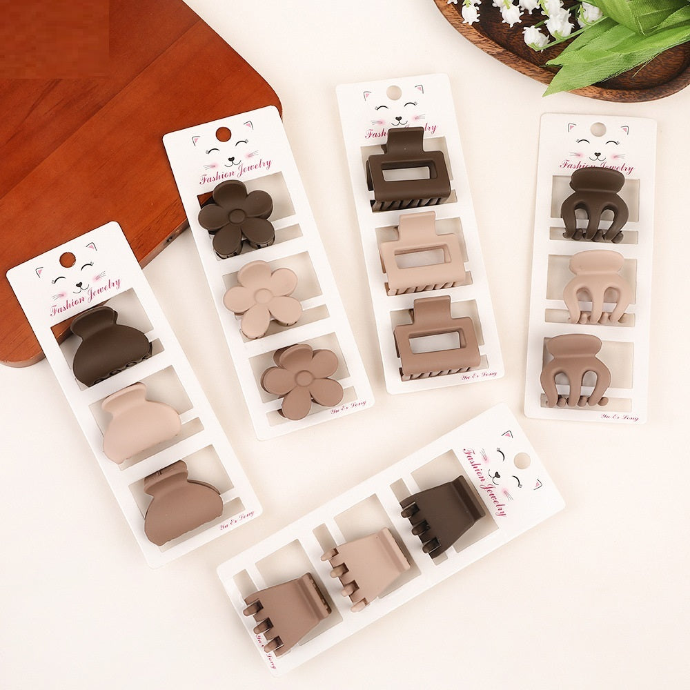 Coffee Color Series Three-piece Set Barrettes Updo Hair Accessories