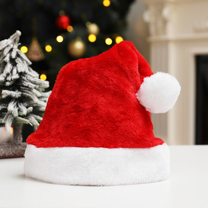 Artículos navideños Gorro de Papá Noel de felpa corta de terciopelo denso para Navidad Nuevo gorro navideño súper suave